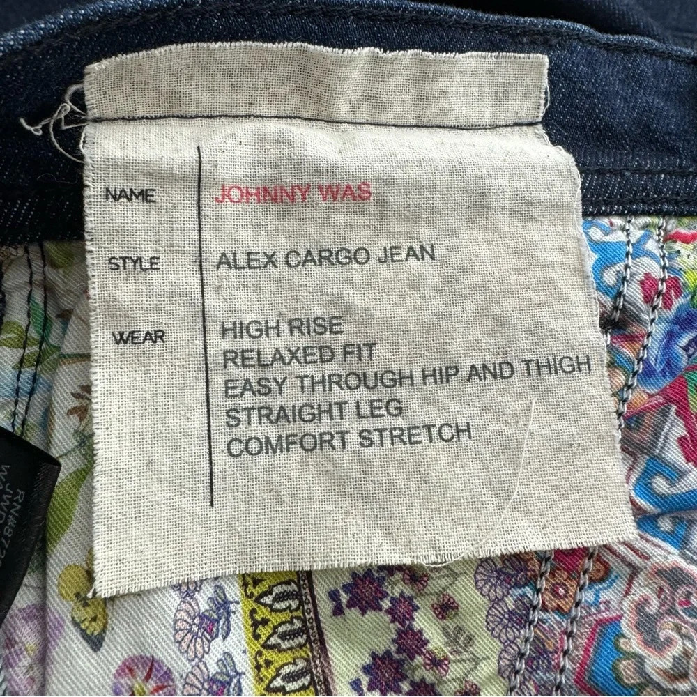 Johnny Was Alex Cargo Embroidered Jean in Trueindigo Size 26 - Picture 10 of 11